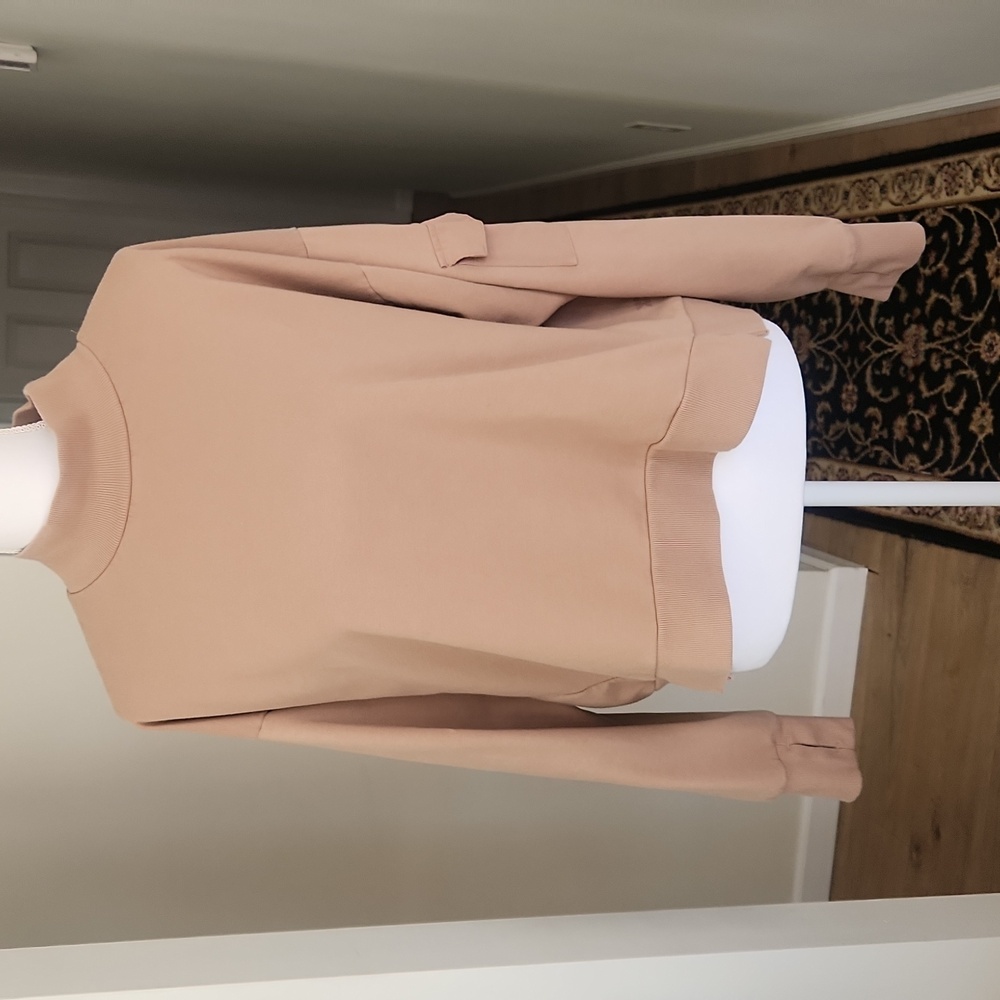 All In Motion French Terry Butter Wash Sweatshirt Mock Neck Taupe XXL - Picture 4 of 16